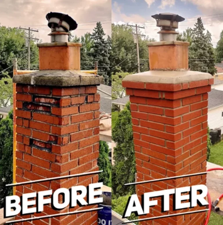 Professional chimney sweep cleaning a masonry chimney at an Annapolis home